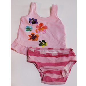 Old Navy Baby Girl Tankini Swimsuit Size 6-12 Months Pink Flowers
